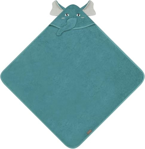 normani Baby Kapuzentuch Frottee Wickeltuch Kapuzenhandtuch aus 100% Bio-Baumwolle in 80x80 cm - Badetuch für kleine Kinder Farbe 1 x Petrol