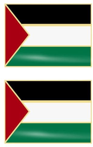 Palästina-Flaggen-Brosche, Palästina-Flagge, Unterstützung patriotischer Emaille, Mini-Flagge für Hut, Kleidung, Rucksack, 2 Stück, Aluminium, Kein Edelstein