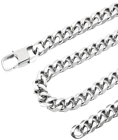 Inscca Ketten für Herren Edelstahl 75cm 12 mm Panzerkette Herren Kubanische Halskette Edelstahl Dick Panzer Kette Damen Ketten für Jungen Stämmig