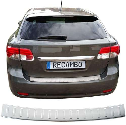 RECAMBO Ladekantenschutz Edelstahl matt gebürstet mit Textur - kompatibel für Toyota Avensis Kombi - T27 - BJ 2008-02/2015 - Styling und Schutz für die Stoßstange