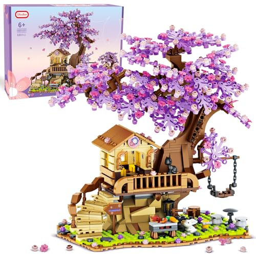 Giocattolo di costruzione della casa sull'albero di fiori di ciliegio, set di costruzione di bonsai di fiori di ciliegio da 880 pezzi con luce LED per ragazze e ragazzi di età compresa tra 6 e 14 anni