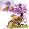 Jouet de construction pour la maison de l'arbre des cerisiers en fleurs avec lumière LED, 880pcs Bonsaï de fleurs de cerisier Jeu de construction de maison en fleurs pour les enfants de 6 à 12 ans