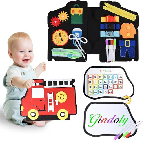Gindoy Busy Board Montessori Spielzeug ab 1 2 3 4 Jahre, Tragbar Activity Board & Early Development für Kleinkinder, Baby Lernspielzeu, Jungen Mädchen für Reise Auto Flugzeug