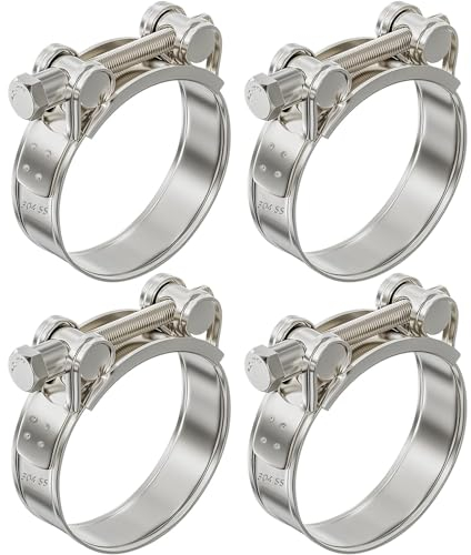 Edelstahl Auspuffschelle 48-51mm Schlauchschellen 2stk Edelstahl Gelenkbolzen Auspuffrohr Klemme Stark und Robust Gelenkbolzenschelle Edelstahl Passend für Motorrad-Ablassventil (2, 48-51mm)