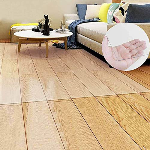 Durchsichtige Vinyl-Kunststoff-Bodenläufer-Schutzpolster, wasserdichter transparenter Teppich für harte Böden, rutschfester PVC-Bodenschutz für Wohnzimmer, Schlafzimmer, Holzböden, leicht zu reinigen
