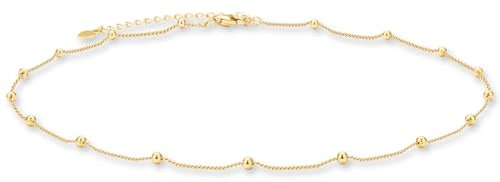 CERSLIMO Sterling Silver Gold Plated Necklace 14'' Ball Chain 925 Choker Necklace for Women Girls Girlfriend Friend Mum Sister Jewellry Gift
