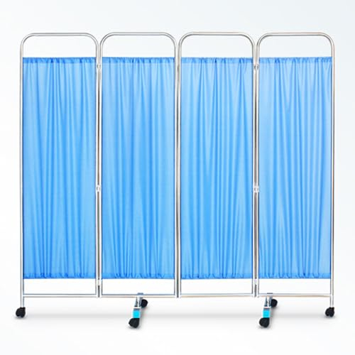 4-teilige medizinische Sichtschutzwand mit Rädern, 180 cm hohe Faltbare und rollbare Raumteilerwand, geeignet für das Spa in der Notaufnahme, platzsparend