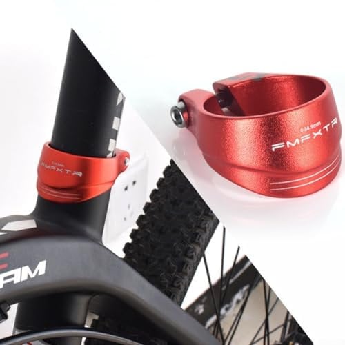 Heavy Duty Seat Post Clamp for Bike Enthusiasts, Aluminum Alloy Build, Fits 30 4 31 8mm Seat Posts (Red 34.9)