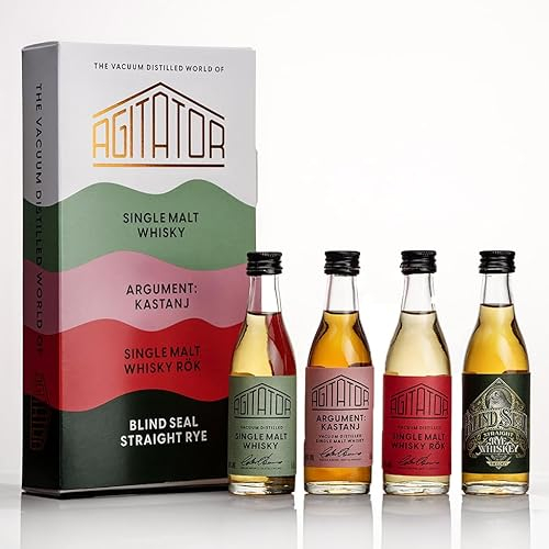 AGITATOR Whisky Probierset 4x50ml - Whisky Geschenkset Männer - Whiskey Set 44,5% - Whiskey Geschenke für Männer und Whiskyliebhaber - Whisky Tasting Set Geschenk Box
