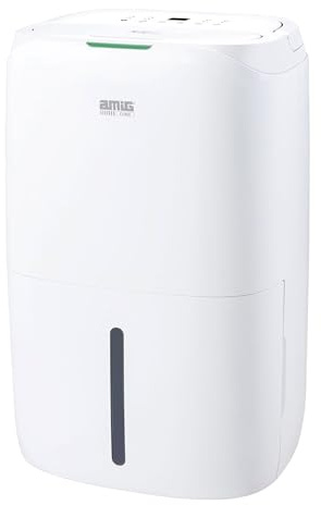 Amig – Luftentfeuchter MIST | Kapazität 25L/Tag | Feuchtigkeitsregelung und Timer | Abnehmbarer Wassertank 6,5L | 36 x 28 x 56 cm | 290W | Abdeckung 175m³/h | Leise 48 dB | Wäschetrocknung