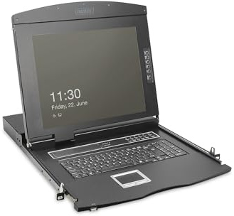 DIGITUS 19 KVM-Konsole - FullHD - 8 Port HDMI-Switch - FR -Tastatur - für 19 Zoll Server- und Netzwerkschranke - Schwarz