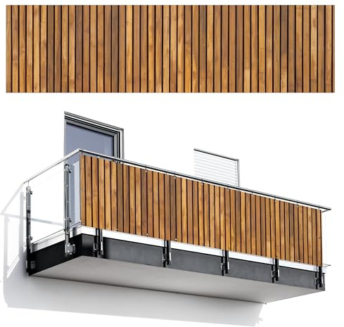 MuchoWow© Sichtschutz/Balkon Einseitig Groß PVC Terrassen Garten ohne | 75x300 cm - bohren Wetterfest Gartenzaun Terrasse Balkonschutz Garten Deco Balkonomrandung Latte - Wand - Latte - Holz