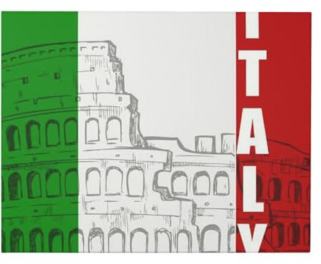HDTVTV Italia Bandiera italiana Colosseo romano, Stampe su tela da parete, quadri da appendere alla parete, per la decorazione domestica, 40 x 50 cm
