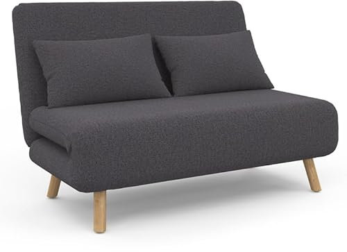 IDMarket - Sofá convertible Romeo cama supletoria 2 plazas 120 x 190 cm Tela Gris Antracita