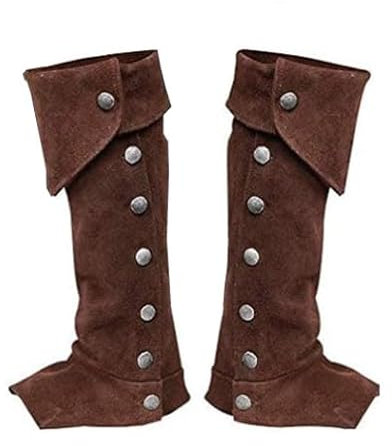2 Stück Mittelalterliche Piraten-Stiefelüberzüge, Vintage-Leder, Ritter-Beinschutz, Gamasche, verstellbare Schuhe, Stiefel-Tops, Abdeckung, Punk-Kostüm, für Halloween, Karneval, Cosplay, LARP, Zubehör
