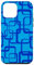 Hülle für iPhone 14 Pro Max Retro MCM Quadratisches Motiv Vintage Muster 1 blau