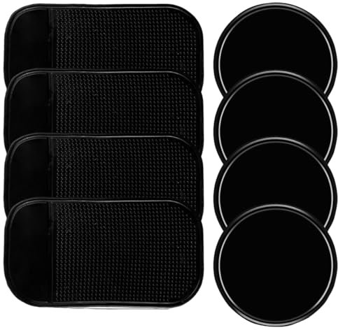 EIHI 8 Stück Anti Rutsch Pad Auto,Waschbare Antirutschmatte für Handy Armaturenbrett,Zwei Ausführungen in schwarz Wiederverwendbarer Doppelseitig Klebende Nano Gel Pad