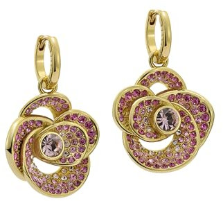 Ted Baker Florence Crystal Flower Huggie Earrings for Women (Gold/Pink Ombre Crystal)