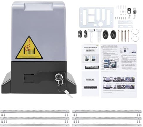 Elektrischer Schiebetorantrieb Set, 220V 750W Automatischer Garagentoröffner Torantrieb Schiebetor mit 2 Fernbedienungen und 6m Zahnstange bis 1600kg Hoftorantrieb (750W)