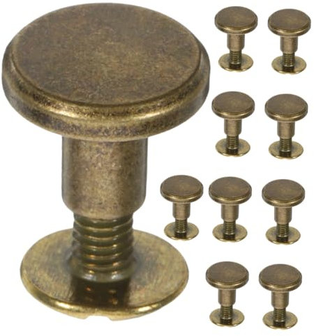 BELLIFFY Set di 10 Viti per Cintura in Metallo per La Riparazione di Borse E Rilegatura di Libri per Lartigianato Viti per Rivetti Tondi E Piatti