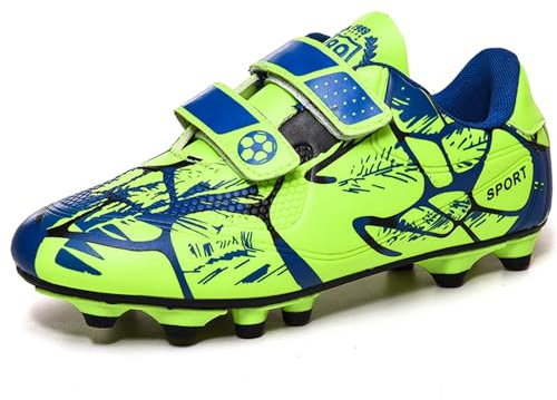 BAODLE Scarpe da Calcio Ragazzi FG/AG Professionale All'aperto Calcio da Scarpe Ragazzo Allenamento TF Bambini Teenage Scarpe Calcetto Traspirante Verde EU 37