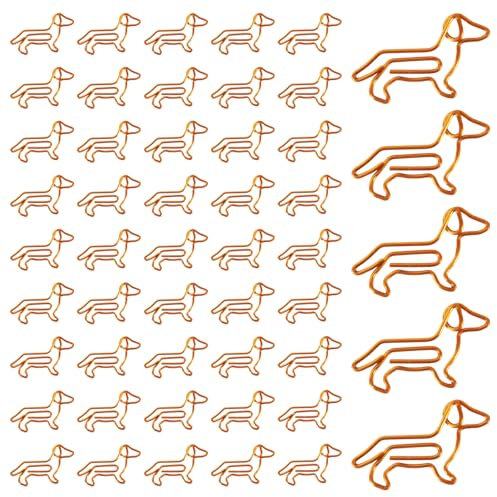 JIEYUCHU Büroklammern 50 Stück, Büroklammer Tiereform mit Transparentbox, Bürobedarf Büroklammern, Süße Büroklammern für Büro, Klassenzimmer, Aktenklammer (Orange)