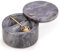 EHC Salt & Pepper Holder, Spice & Herbs Container, Marble Pinch Pot with Swivel Magnetic Lid and Serving Spoon, Salt Celler for Dining Table, Spice Storage Bowl with Compartment, Spice Bath, Grey