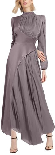 SYDUZAX Vestito da Festa Donna Vestito Lungo Elegante da Cocktail Festa a Maniche Lunghe Vestito da Damigella d'Onore Donna Abiti da Sera con Blocchi di Colore Abito Formale da Lavoro in Ufficio