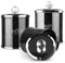 CROWNSHOP 3pcs Sugar Canisters Jars Diamond Crushed Crystal Filled Easy Clean with Lid Containers for Jam Tea Coffee Beans Cookie Snack Flour Sugar(Black)
