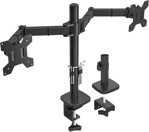 Utopia Home Dual Monitor Arms Adjustable Screen Adjustable Arm Desk Mount for 13-32 Inch Screens, VESA Mount VESA 75/100mm, Full Motion Tilt & 360° Rotation, Max 10kg per Arm, Height Adjustable,