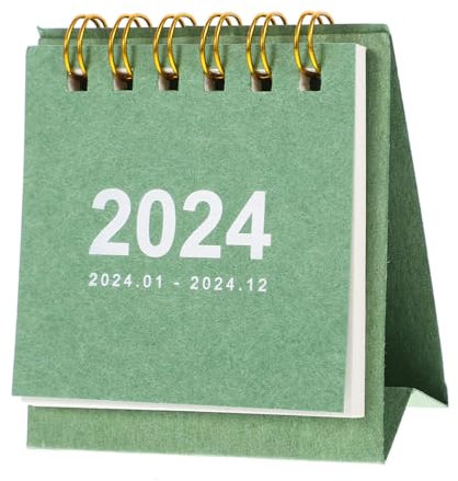 Lurrose Klappkalender für den Schreibtisch Kalender 2024 Schreibtischplaner klein Monatsplaner Kalenderplaner Datum büroartikel bürogadges deko Bürokalender stehender Kalender Papier Green