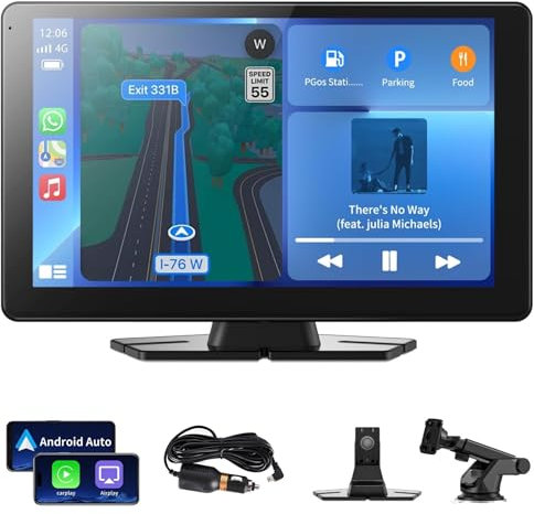 WENIVO 7 Touchscreen Wireless IOS CarPlay Android Auto Portable Screen Tablet Car Stereo for Car Van Dashboard Audio Receiver GPS Bluetooth AUX Voice Control Siri FM Mirror