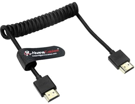 Alvin's Cables 8K HDMI 2.1 Câble enroulé 2 pieds, 8K@60Hz Câble HDMI haute vitesse avec connecteurs torsadés et dorés 24K pour jeux, home cinéma, moniteur, TV, PS5, Xbox, Apple TV, Black