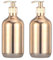 2 Pack Electroplated Soap Dispenser Bathroom Countertop Shampoo and Conditioner Dispenser Washing Up Liquid Dispenser Hand Soap Pump Bottle Dispensers (Gold)