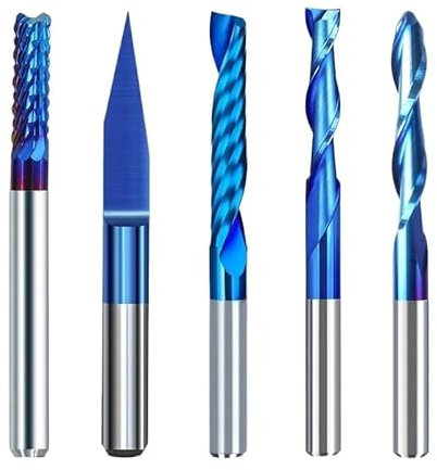 BCOMFY Kit de Brocas de Grabado CNC, Cortador de vástago de 3.175mm, Juego de Fresas de Extremo de carburo, Herramientas de fresado de máquina CNC, Broca enrutadora CNC(10pcs Ball Nose)