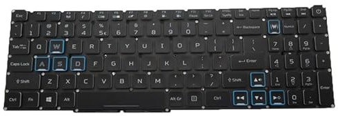 RTDPART Laptop RGB Backlit Keyboard For ACER Nitro 5 AN517-54-74HM NH.QF6EK.001 United Kingdom UK/GB Black Colourful Backlit New