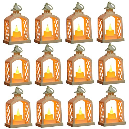 12pcs Memorial Lantern, 4x3x6in Linternas conmemorativas Decorativas con batería con Bucle Colgante, cestas de Regalo de simpatía.