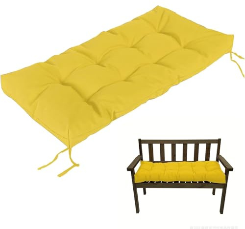 Generisch 8Cm Dick Bankauflage Outdoor, Weich Sitzkissen Sitzbankkissen für Den Außenbereich, rutschfeste Bankkissen Wasserfest Polster Auflagen Sitzauflage Für Gartenbank,Gelb,150x50cm