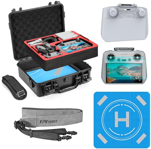 FPVtosky Hartschalen Zubehör set für DJI Mini 5 Pro, Drohnen-Zubehörset enthält zweilagige koffer, Landeplatz, Lanyard, Displayschutzfolie, Sonnenschutzabdeckung für DJI Min 5 Pro (5-IN-1)