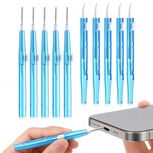 10Pcs Cell Phone Cleaning Kit, Double-Sided Mini Cleaning Brush Kit | Anti-Clogging Charging Port USB C Cleaner for 16 17 Pro Max Charging Port, Phone Speaker, Earphone, Tablet, Camera, Keyboard