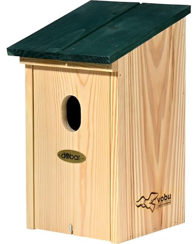 KJHFD VOBU Nistkasten Flachdach Gartenrotschwanz Holzhöhlen-Nistkasten für Wildvögel mit Ø x mm Einflugloch – Grün