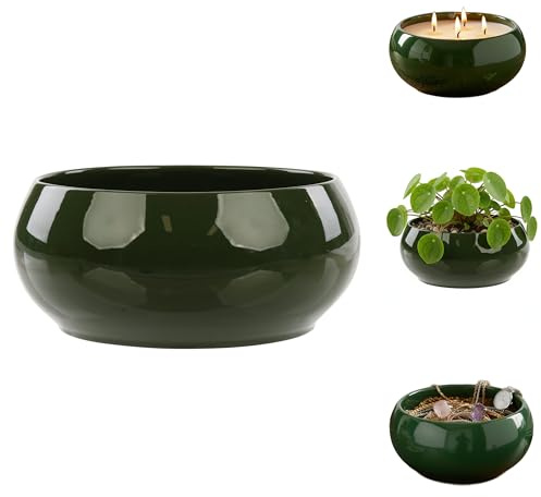 botle Blumentopf Übertopf Keramik Schale grün Ø 11,5 cm, dekorative glamouröse Schale, Sukkulententopf Tischkerzenhalter, Tischdeko, Tafelaufsatz Hochzeitsgesteck, Schmuckaufbewahrung