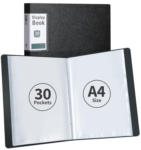 DONGLI Lot de 2 Porte Vue,Protège-Documents A4 avec 30 Pochettes(Noir) | Chemises à pochettes transparentes