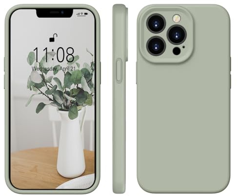 WXX für iPhone 13 Pro Max Hülle Flüssig Silikon Case 6.7'' Kupfer Grün | Handyhülle für iPhone 13 Pro Max Ultra Dünn mit Microfiber,Flüssig Silikon Gel Gummi Kratzfeste Schutzhülle Matt Hülle