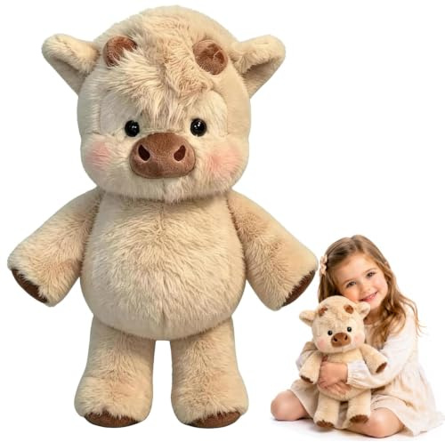 Ayucanpeng 45cm Rennendes Plüschtier Kuh,Kuh Kuscheltier Running Cow Plüschtier,Laufendes Kuscheltier,Geschenk für Familie Freunde Kinder und Erwachsene (Khaki)