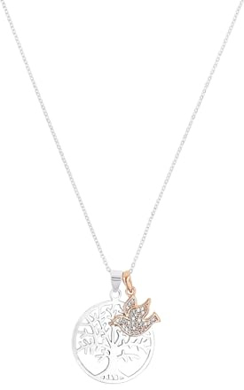 Amor Kette mit Anhänger 925 Sterling Silber Damen Halsschmuck, mit Zirkonia synth., 45 cm, Bicolor, Lebensbaum, Kommt in Schmuck Geschenk Box, 2012666