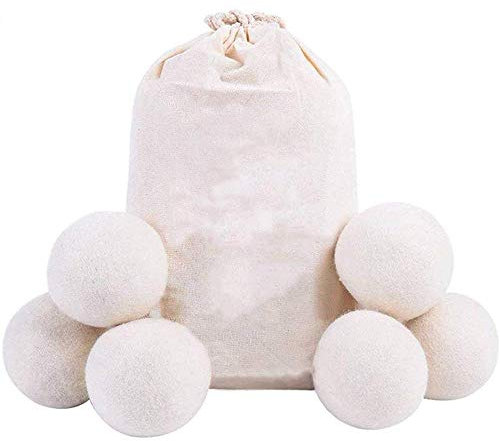 Shineus, palline in lana neozelandese per asciugatrice, ammorbidenti naturali, riutilizzabili, confezione da 6 (colore bianco)
