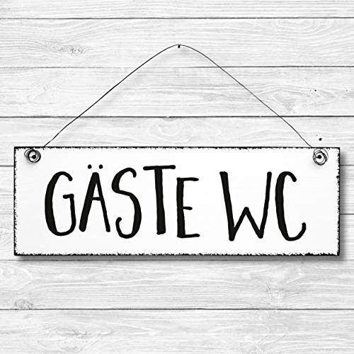 Gäste WC - Toilette Dekoschild Türschild Wandschild aus Holz 10x30cm - Holzdeko Holzbild Deko Schild