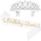 Birthday Queen Sash & Rhinestone Tiara Kit - 15th 16th 17th 18th 21st 22nd 25th 30th Birthday Sash Birthday Gifts Party Favors, Supplies and Decorations (Sash&Tiara)