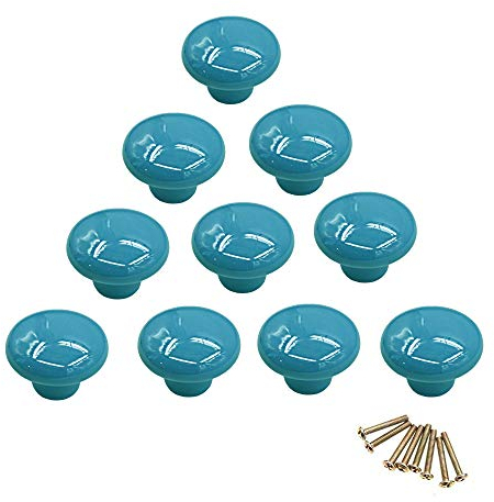 Lot de 10 boutons de placard ronds colorés en céramique à trou unique pour tiroir, placard, commode, porte